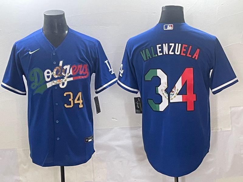Men 2025 Los Angeles Dodgers 34 Valenzuela Blue Nike MLB Jersey style 7154